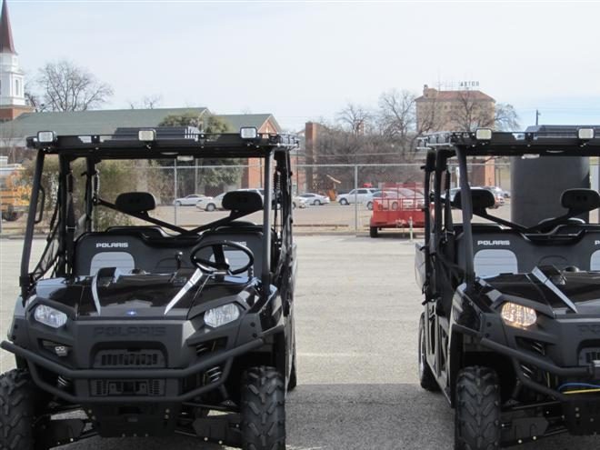 Two rescue utility vehicles parked side by side